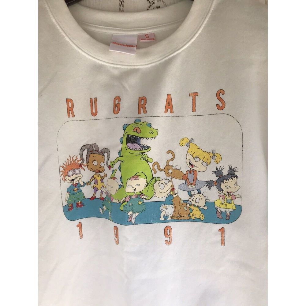 Nickelodeon Rugrats Sweater SM Womens White Drawstring